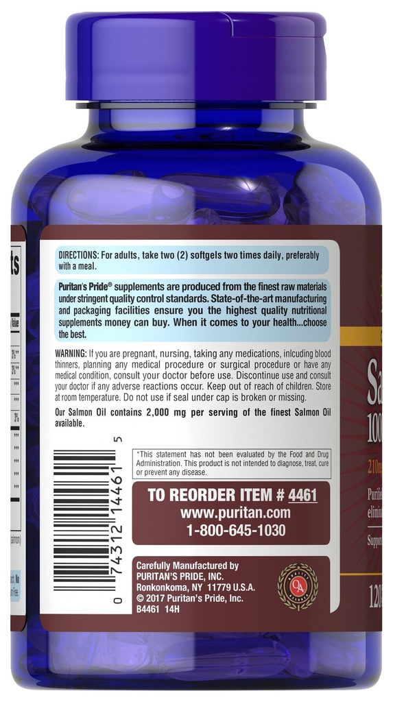 Salmon oil  omega 3 1000 mg 120 softgels - Puritan's Pride