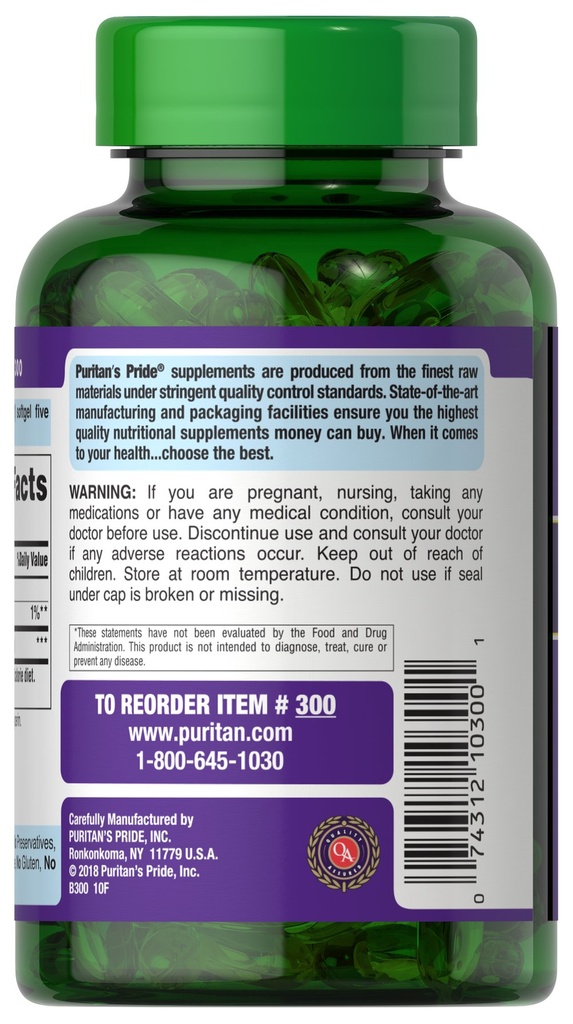 Soy lecithin 1,200 mg 100 softgels - Puritan's Pride