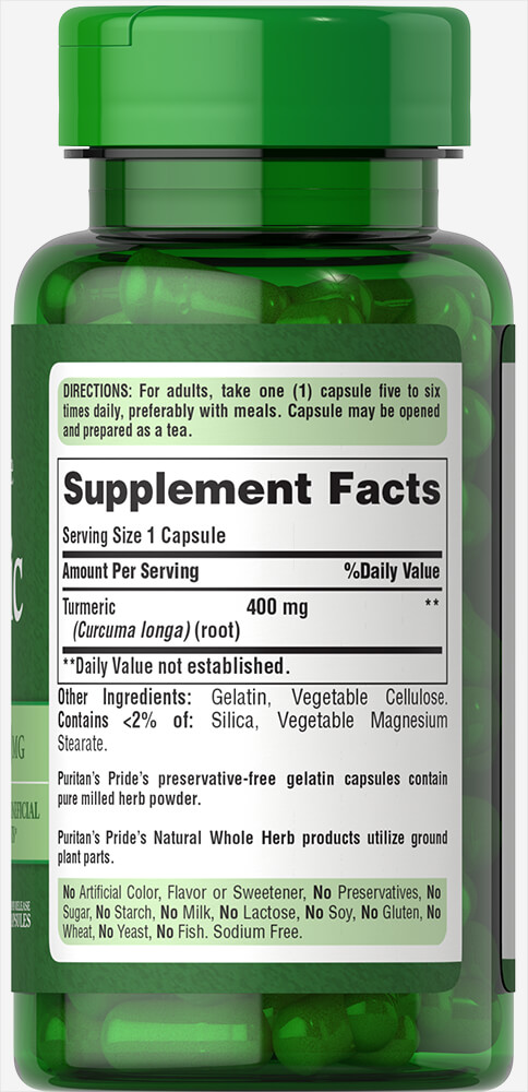 Turmeric 400 mg 100 caps - Puritan's Pride