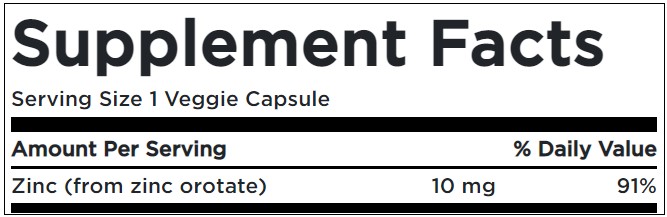 Ultra zinc orotate 10 mg 60 caps - Swanson