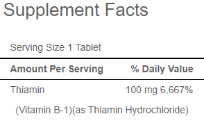 Vitamin B-1 100 mg 100 tabs - Puritan's Pride