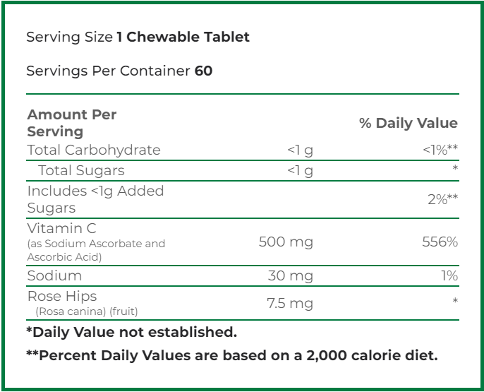 Vitamina C 500 mg 60 tabletas masticables