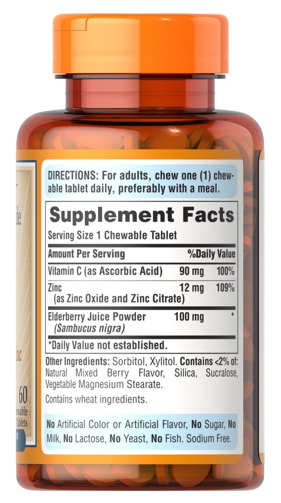 Vitamin C with elderberry and zinc 60 tabs - Puritan's Pride