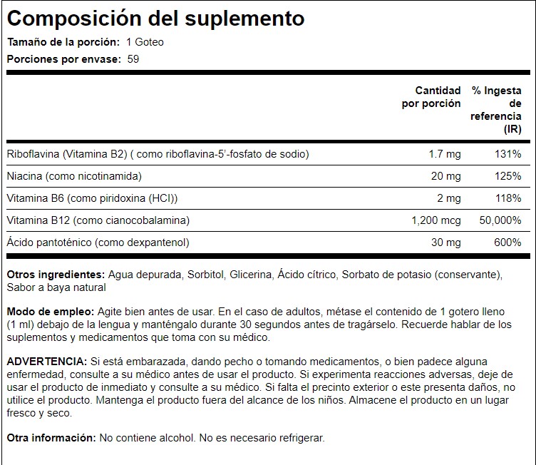 sublingual B complex liquid 59 ml - Piping Rock