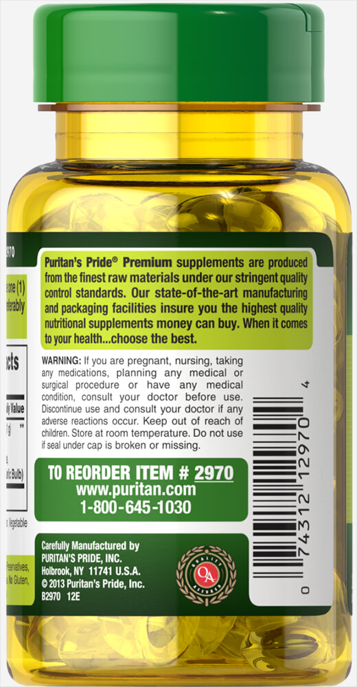 Garlic oil 1000 mg 100 softgels - Puritan's Pride