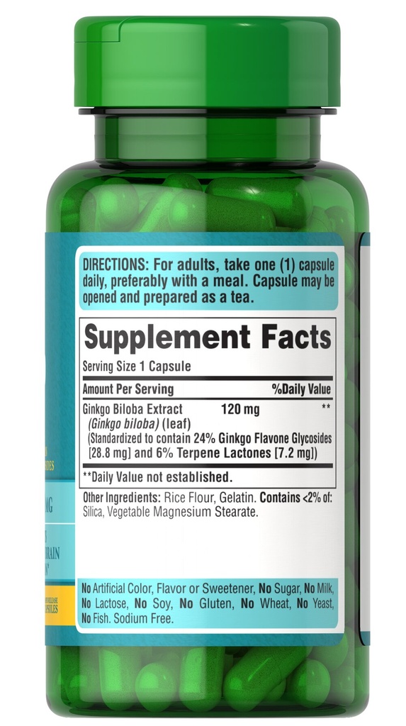 Ginkgo Biloba 120 mg standarized extract 100 caps - Puritan's Pride