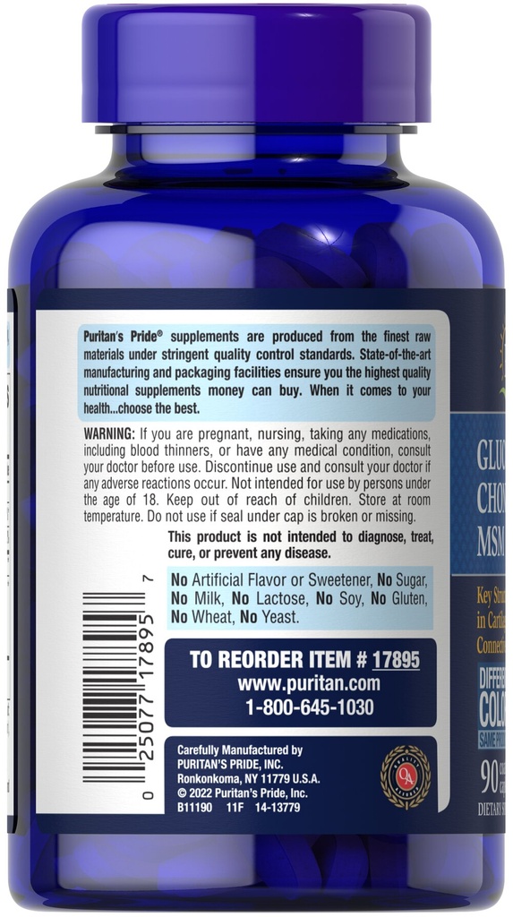 Triple strength glucosamine chondroitin MSM 90 tabs - Puritan's Pride