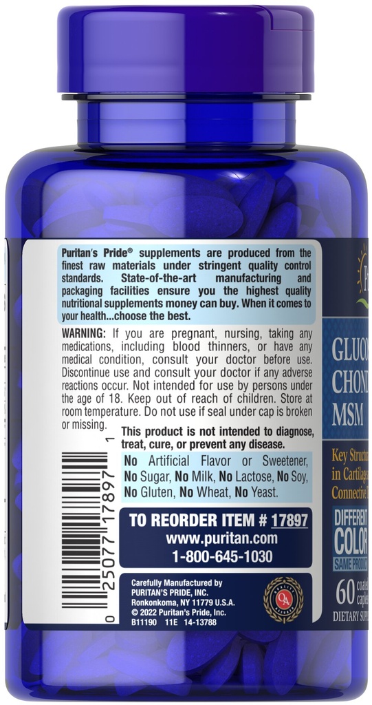 Glucosamine chondroitin MSM two per day 60 tabs - Puritan's Pride