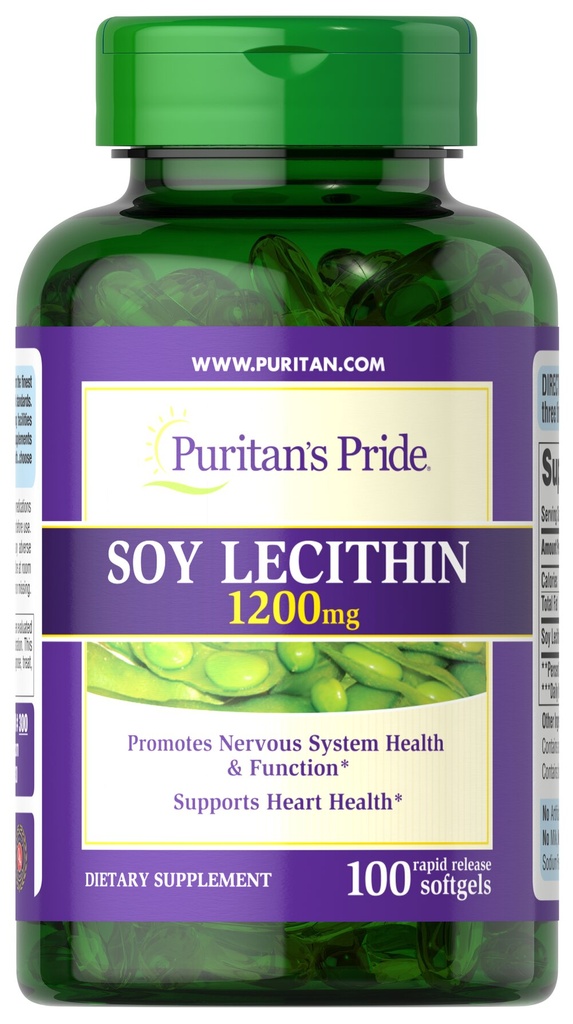 Lecitina de soya 1,200 mg 100 cápsulas blandas