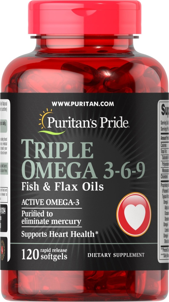 Triple omega 3-6-9 Aceite de pescado y linaza 120 cápsulas blandas