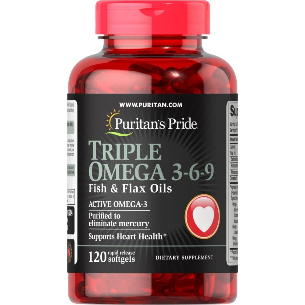 Triple omega 3-6-9 Aceite de pescado y linaza 120 cápsulas blandas