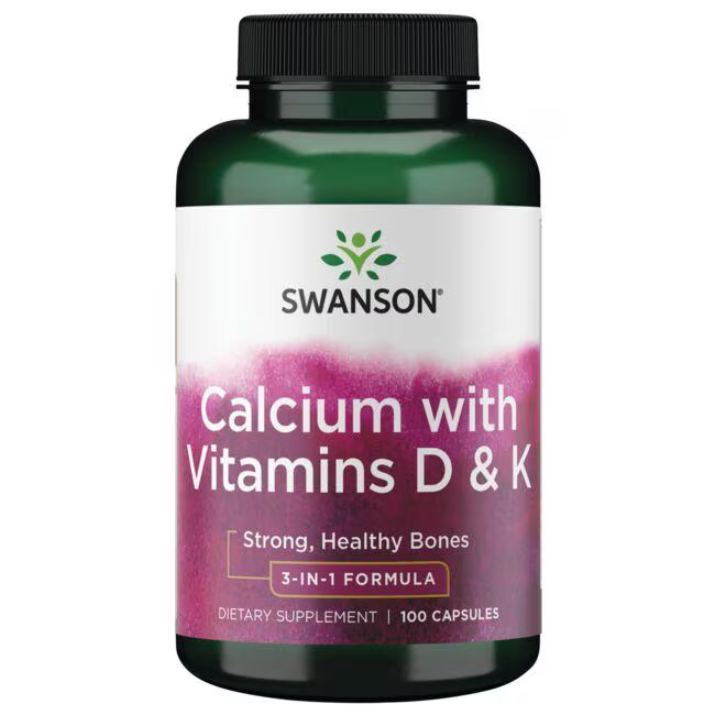 [SW990] Calcio con vitamina D y K - Fórmula 3 en 1 - 100 cápsulas