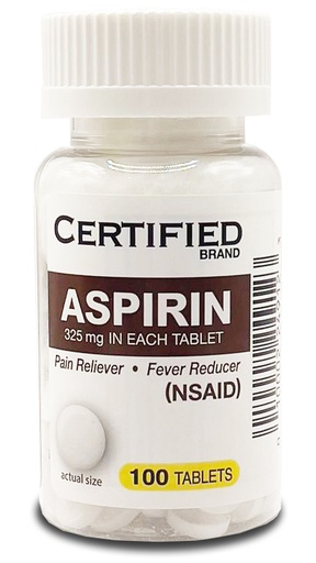 Aspirin 325 mg 100 tabs - Certified brand
