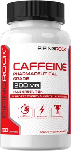 Cafeína con té verde 200 mg 100 tabletas vegetarianas