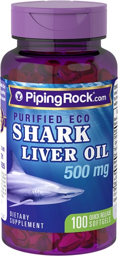 Aceite de hígado de tiburón ecológico 500 mg 100 cápsulas blandas